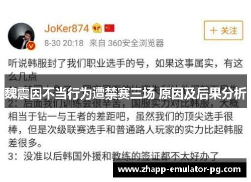 魏震因不当行为遭禁赛三场 原因及后果分析